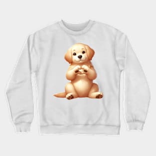 Valentine Golden Retriever Dog Giving Heart Hand Sign Crewneck Sweatshirt